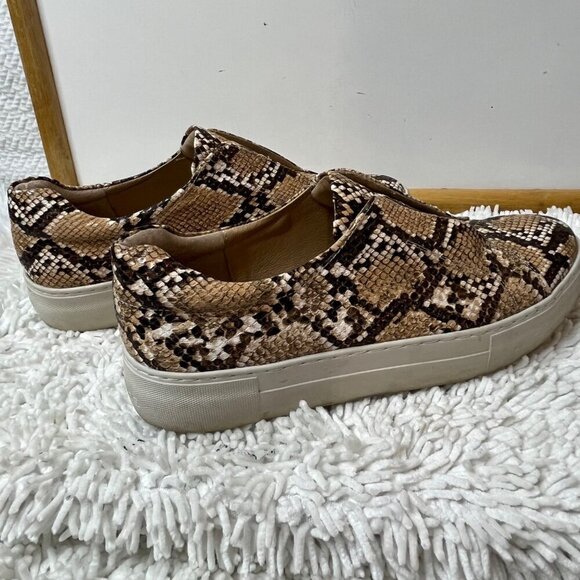 J Slides Heidi Leather Platform Slip On Sneaker Snakeskin Python Brown Size 8.5 - Picture 9 of 11